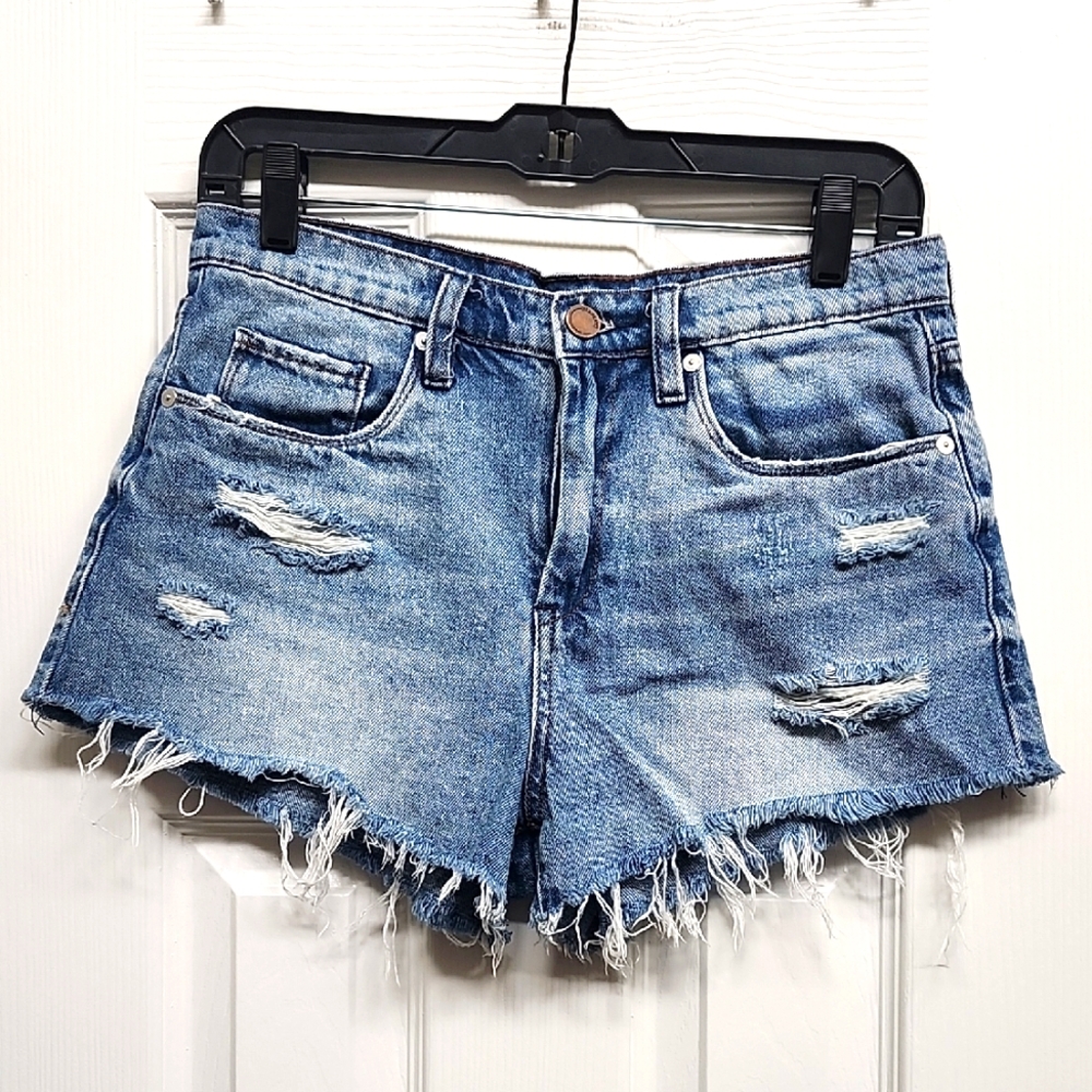BLANKNYC Distressed Denim High Rise Cut-Off Shorts, Size 27